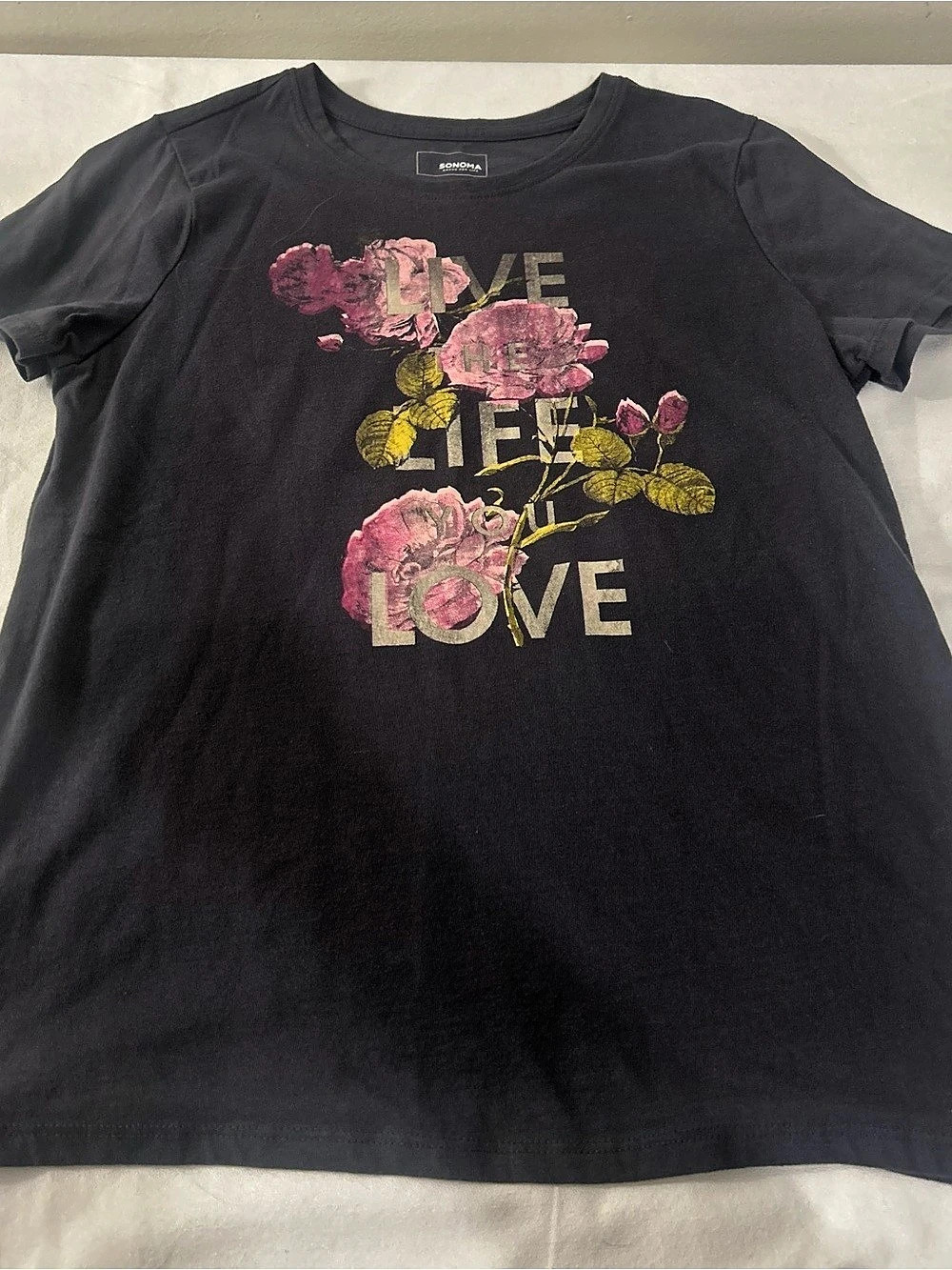 SONOMA Floral Graphic Tee in Black Medium